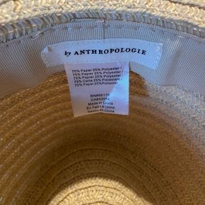 Anthropologie wide brimmed hat with chambray ribbon